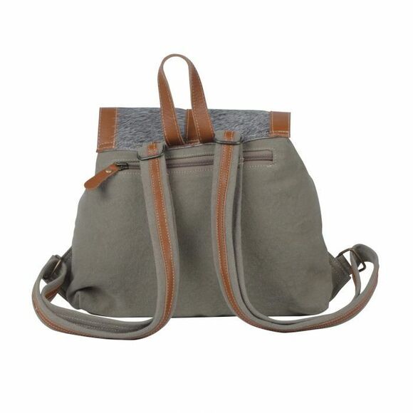 Myra Bag Handmade Backpack Upcycled Canvas & Cowhide Leather